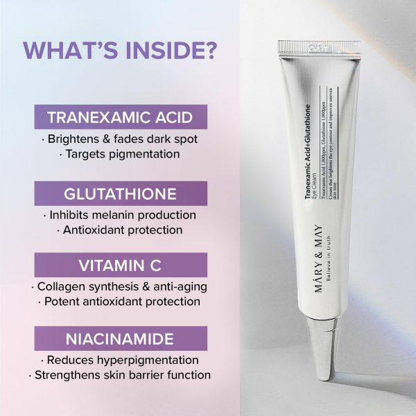 MARY & MAY TRANEXAMIC ACID + GLUTATHIONE EYE CREAM MINI 12g UNBOXED - Image 2